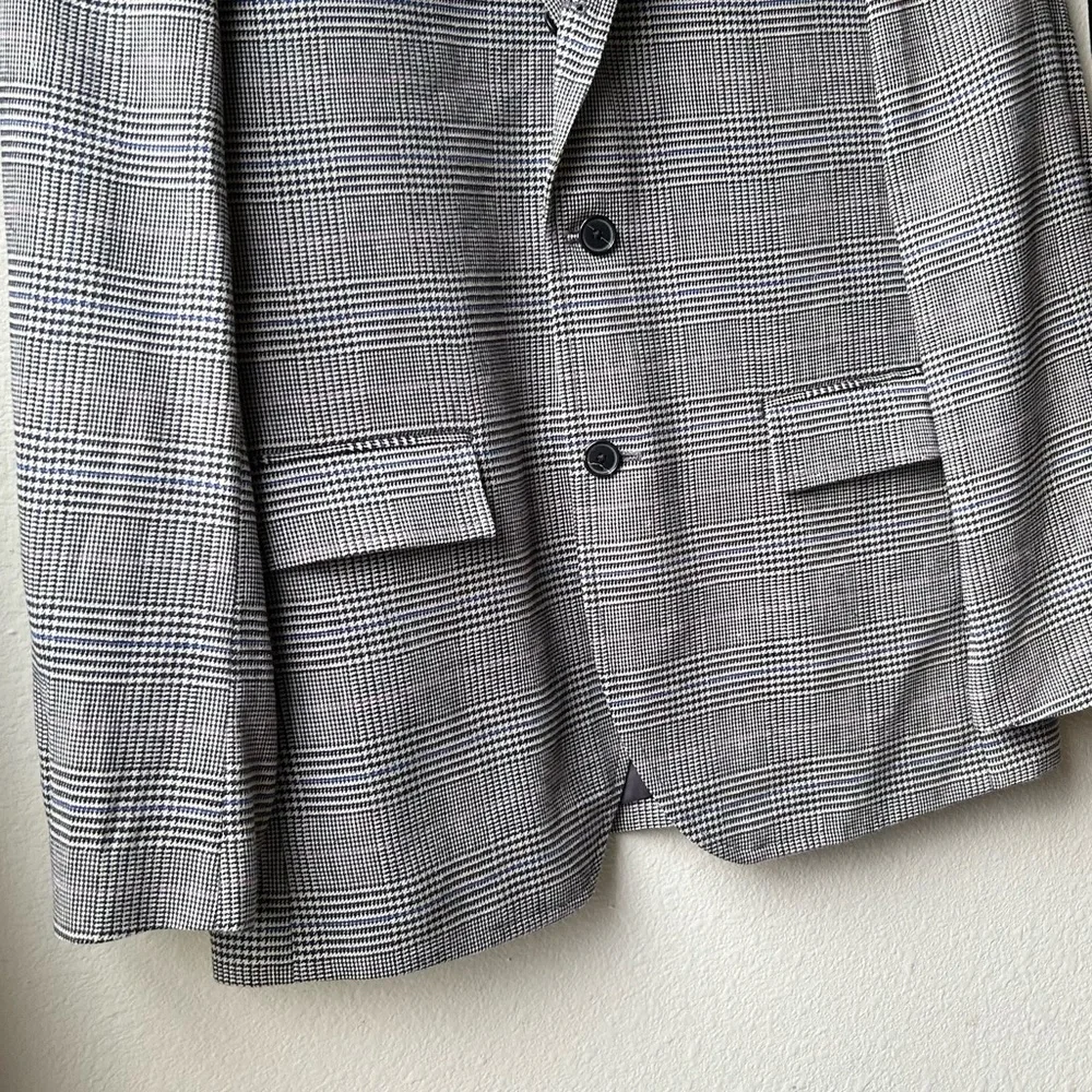 J.Crew Grey Kenmare Relaxed-fit Checkered blazer in cotton-linen blend Sz 40L